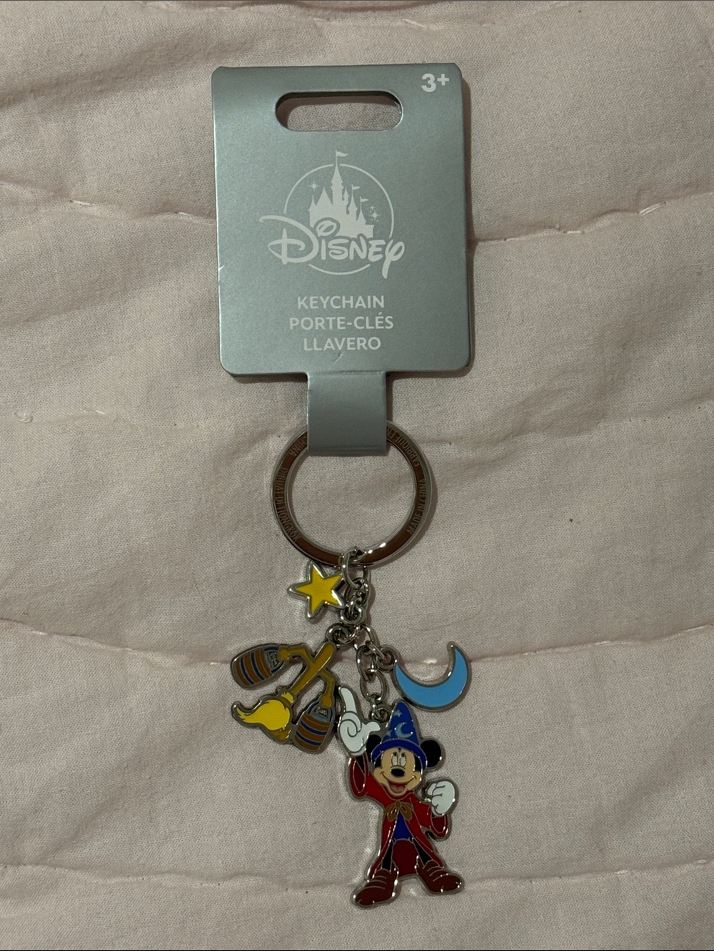 NWT Disney Sorcerer Mickey Fantasia Enamel Keychain - Blue, Red, Yellow, Silver